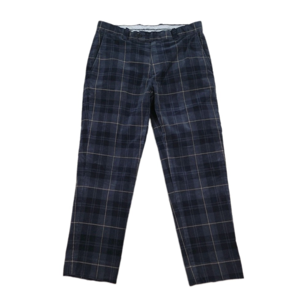 Brooks Brothers Corduroy Plaid Pants Mens 32x27 Milano Fit Navy Blue